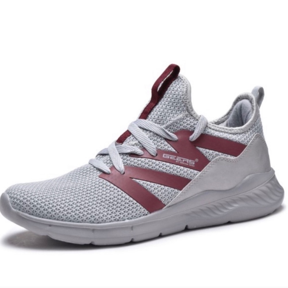 NIB Mens retro Gray stripe mesh run shoe - Picture 1 of 7